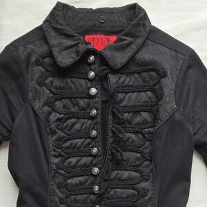 Vintage Tripp NYC Black Denim Corset Coat Y2K Goth Emo Rave Wear Daang Goodman